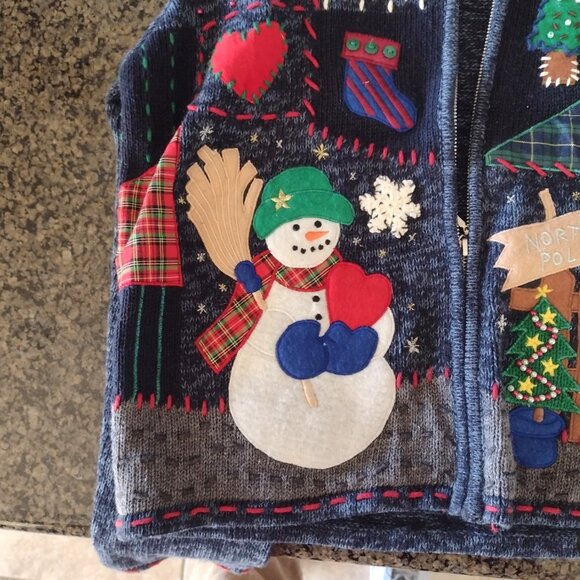 Women's Chritmas Sweater by Designer Studio Originals - Petite/Medium - Zip-Up - Picture 10 of 11